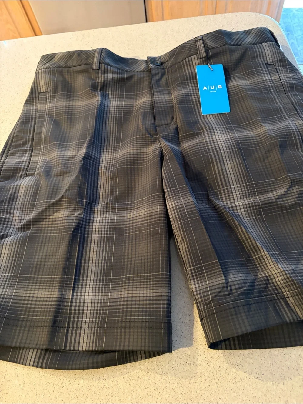 Men’s Gray Plaid Performance Shorts
